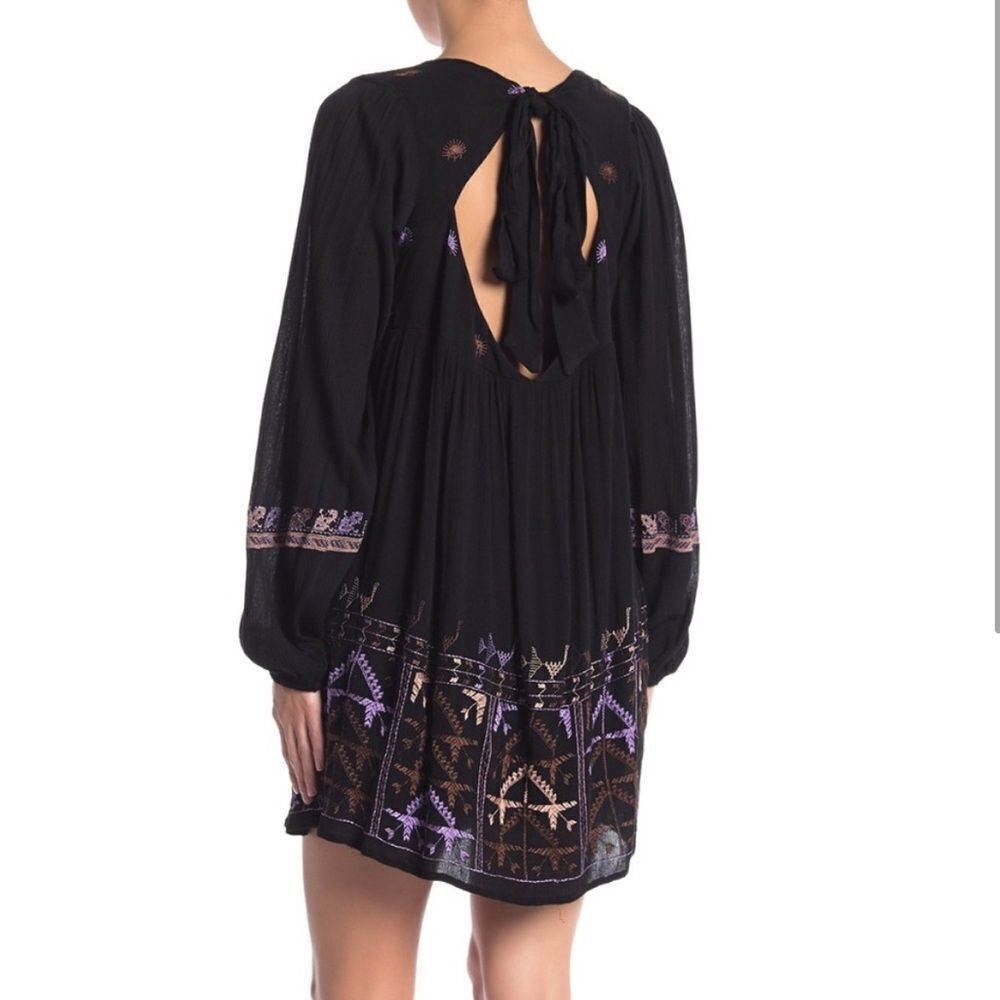 Free People Rhiannon Black Embroidered Mini Dress - Picture 3 of 9